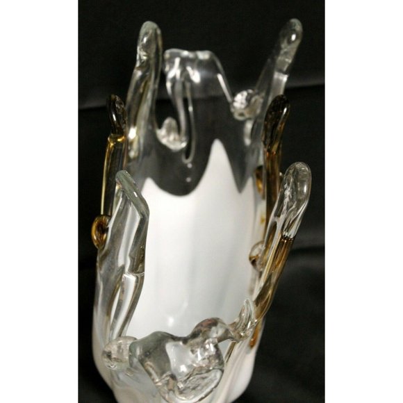 1980s Modern Contemporary Murano Italian Large Glass Vase Brown Swirl Abstract - Picture 5 of 10